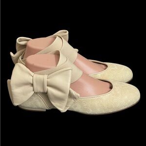 Loriblu beige bow elastic slingbak ballerina flats size 37(7)